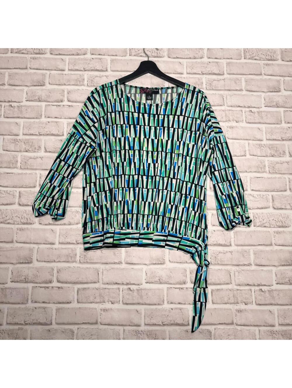 Peck and‎ Peck Green and Blue Blouse Women's M